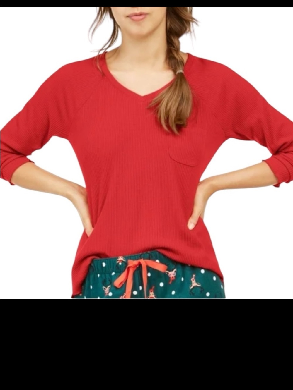 Jenni V-Neck PJ Top Medium NWOT | Red Long Sleeve Comfy Sleepwear